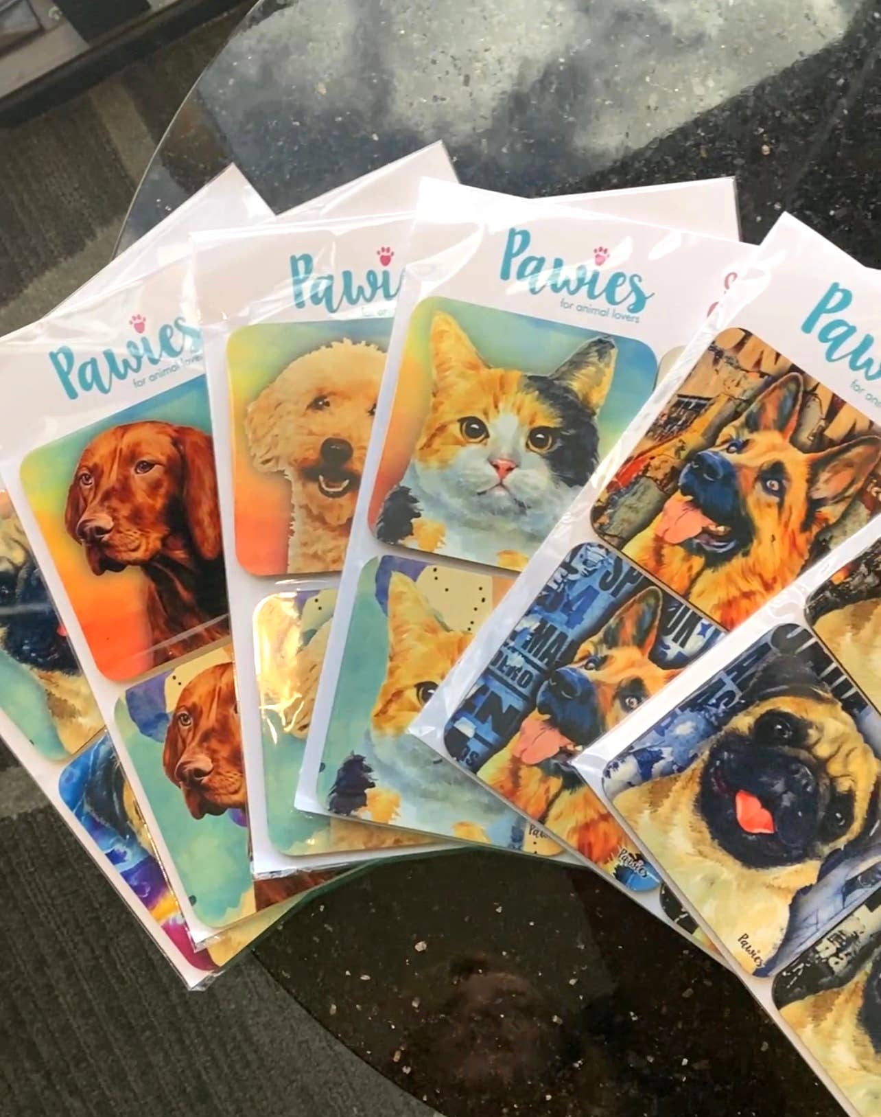 Pit bull Blue Set of 4 Coasters