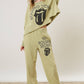 Rolling Stones Graphic Print Joggers: OLIVE / S