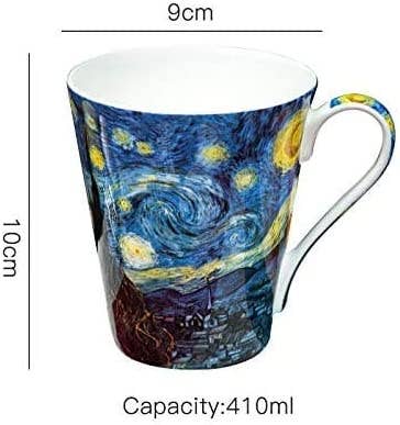 Van Gogh Bone China Set of 5 Large Mugs for Coffee and Tea