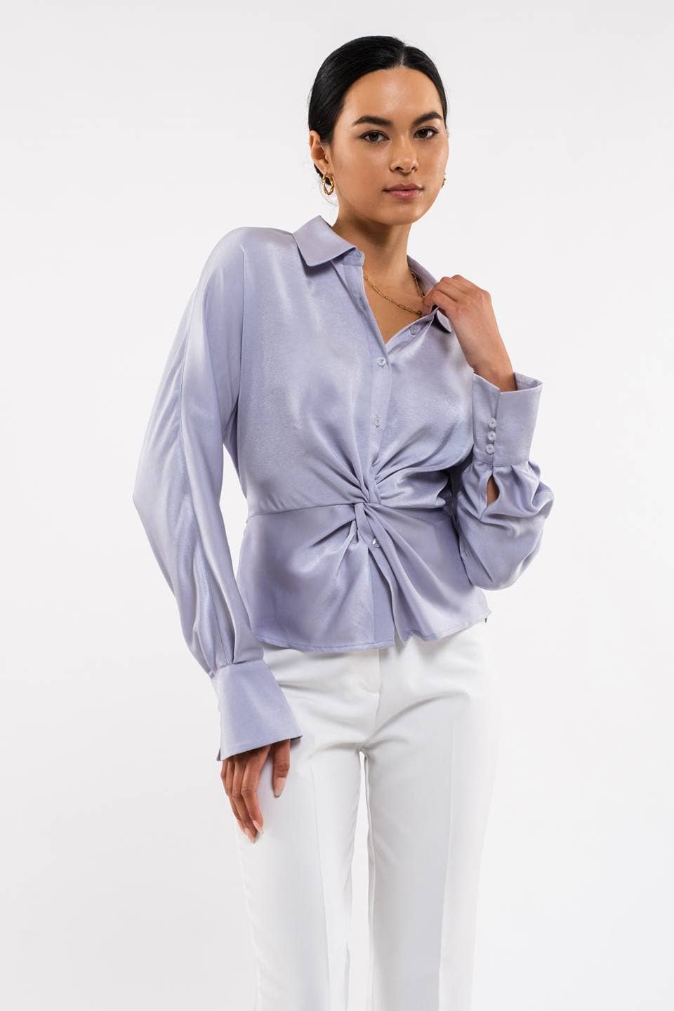 TWISTED WAIST  TOP: ICE BLUE