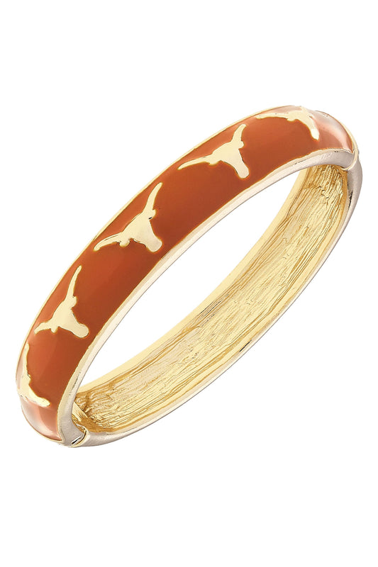 Texas Longhorns Sculpted Enamel Logo Hinge Bangle: Burnt Orange