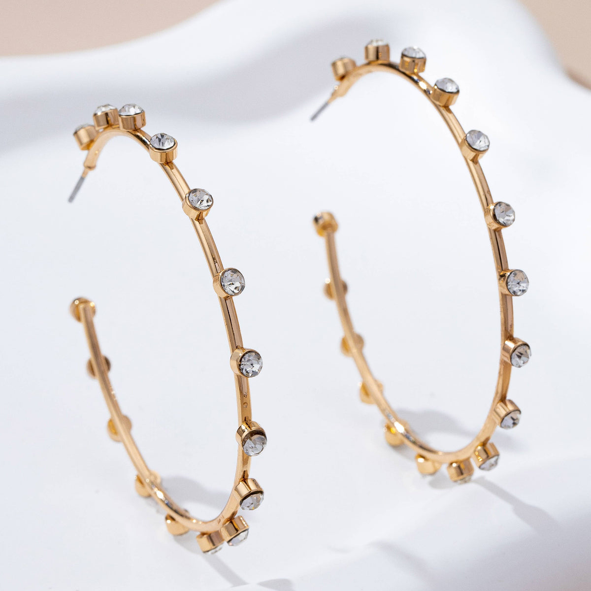 Crystal-Studded Gold Hoop Earrings GOLD