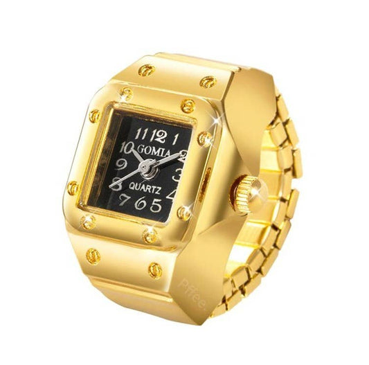 Ring Watch SQUARE GOLD BLACK
