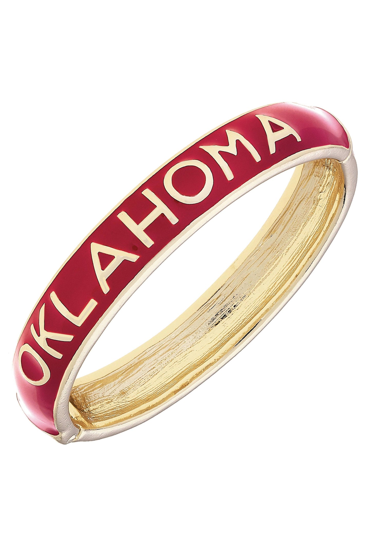 Oklahoma Sooners Sculpted Enamel Hinge Bangle in Crimson: Crimson