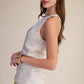 Round-Neck Sleeveless Minimalist Top: Cream