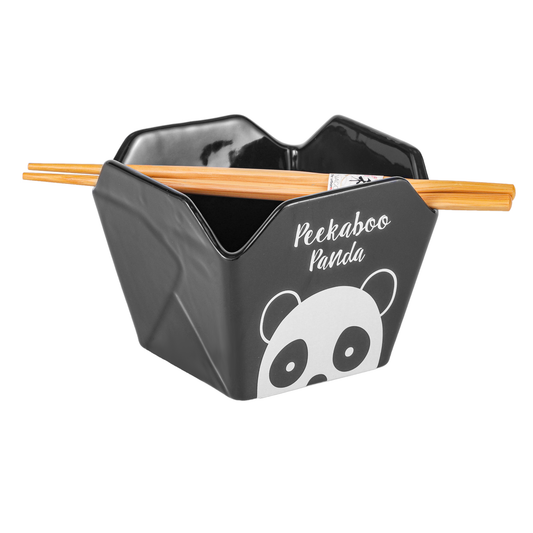 16oz 5"W x 4"H Takeout Box Serving Bowl With Chopsticks Panda