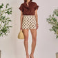 Ruffled Short Sleeve Chocolate