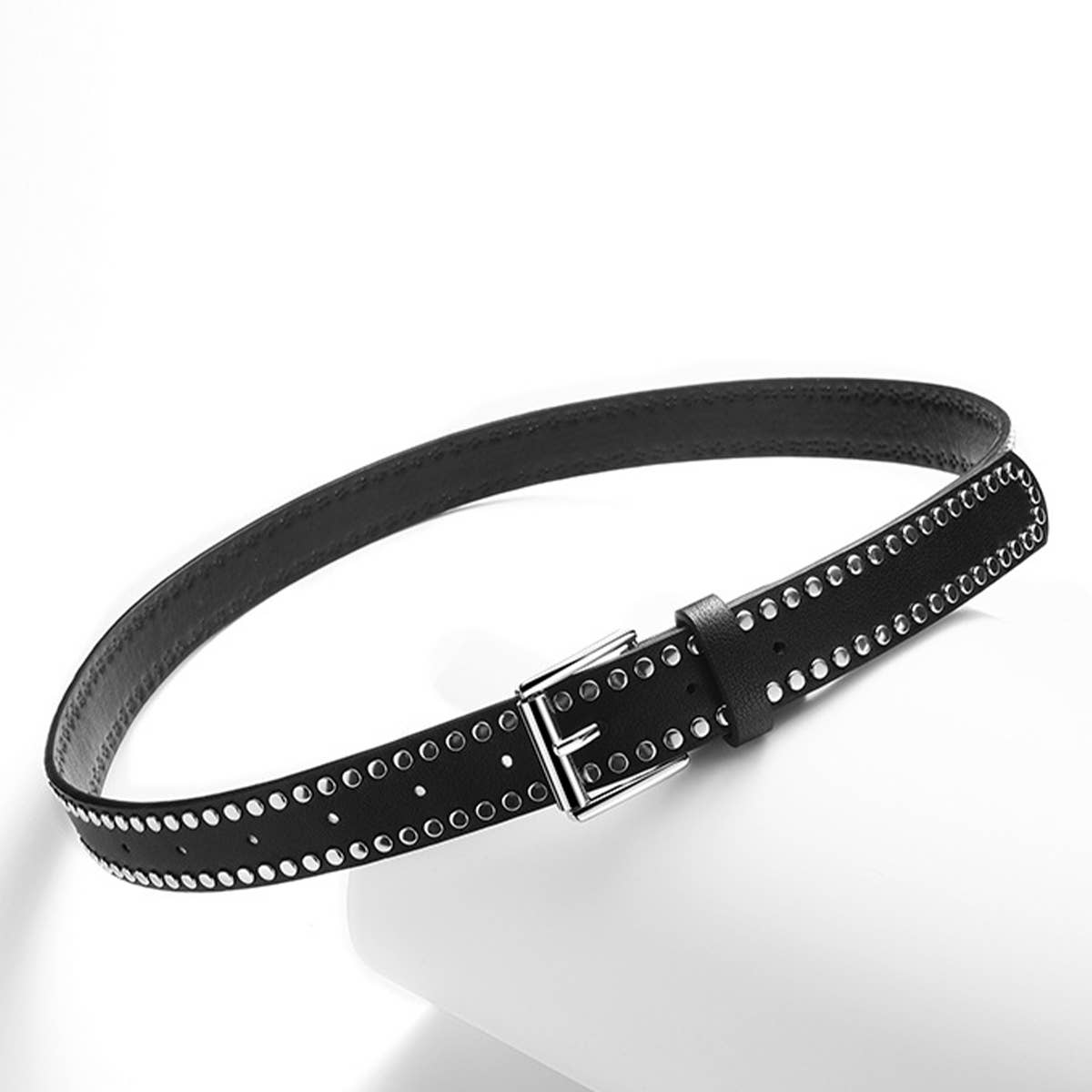 METALLIC BUCKLE PU BELT: WHITE OS