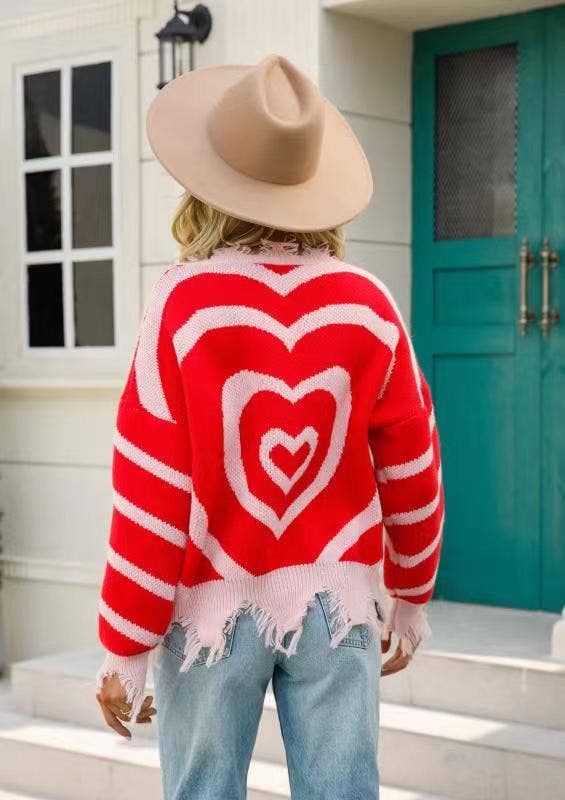 Red Heart Distressed Sweater