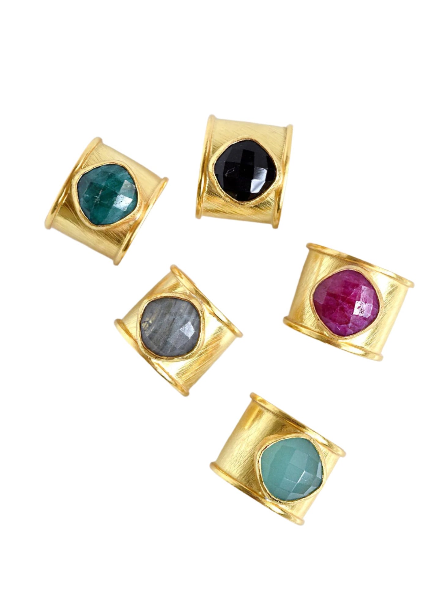 Hand Crafted Cuff ring with Gemstones: Amazoniteo