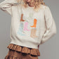 Western Embroidered Cowboy Boot Sweater