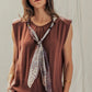 Paisley Scarf Tie Linen Blend Muscle Top