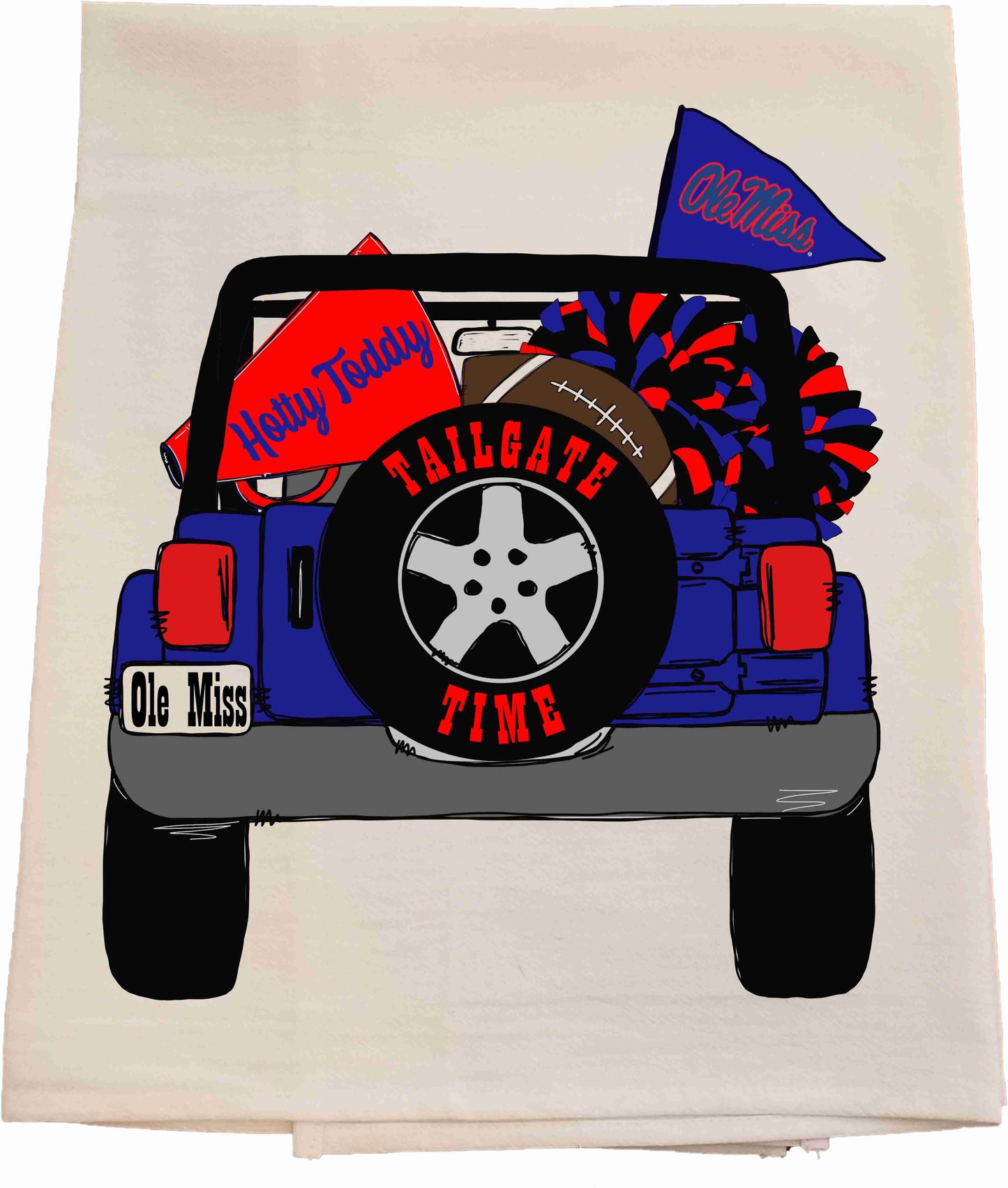 Ole Miss Tailgate Jeep Tea Towel