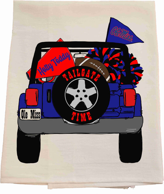 Ole Miss Tailgate Jeep Tea Towel