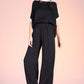 Washed Poly Silk Contrast Band Jumpsuit