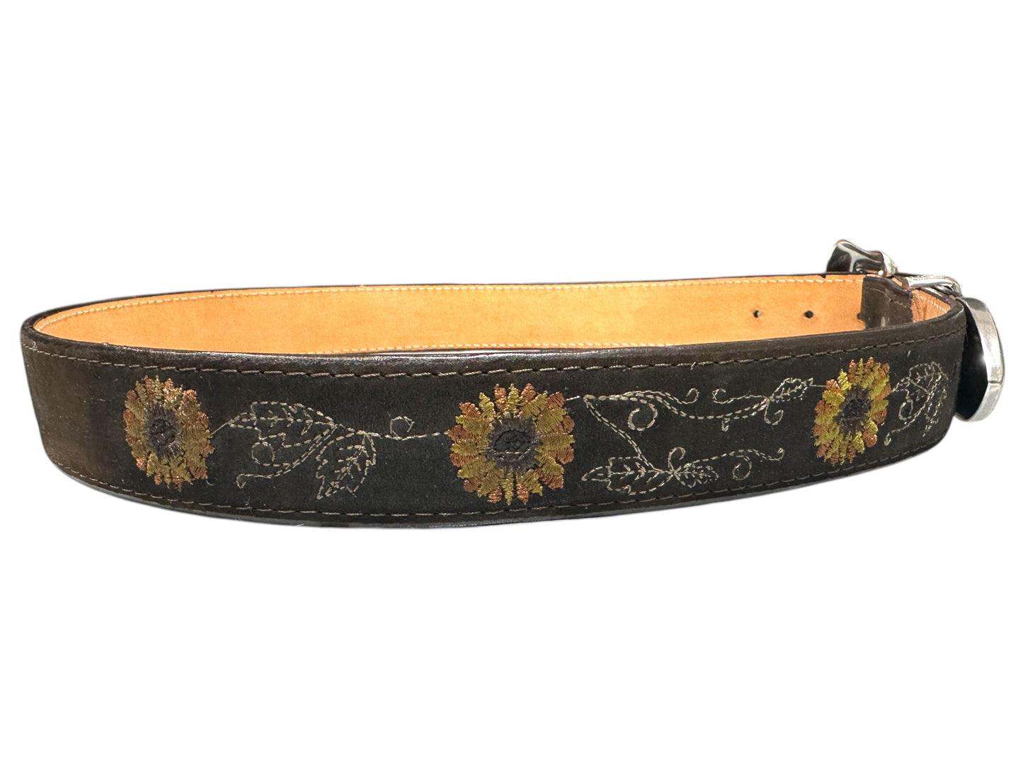 Black Leather Sunflower Belt