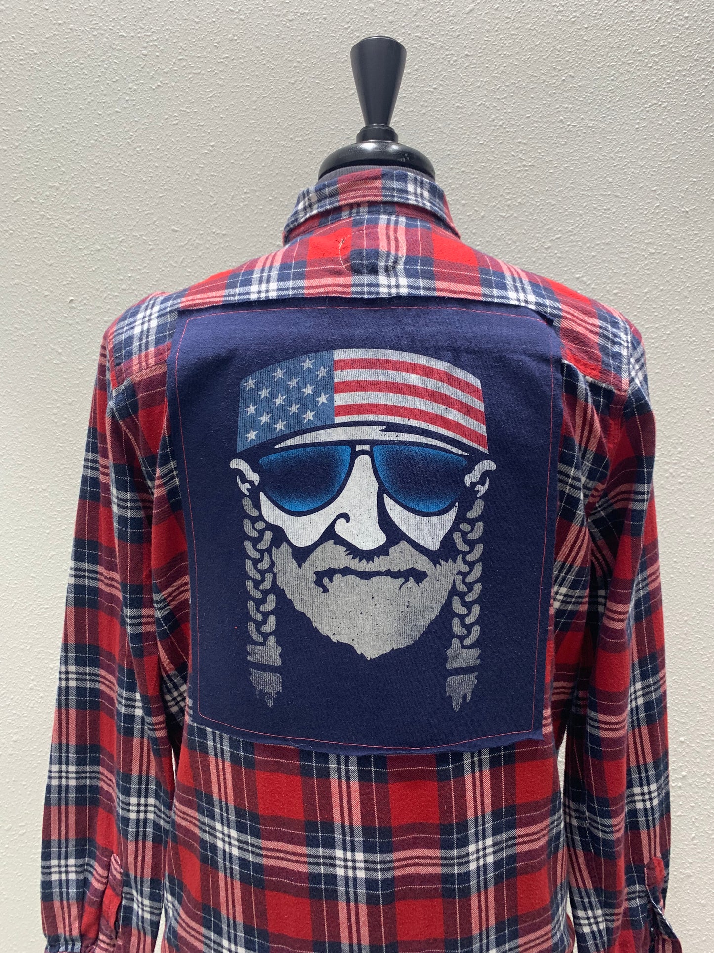 Vintage Repurposed Willie Nelson Flannel