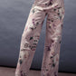 Rose Print High-Rise Denim Pants