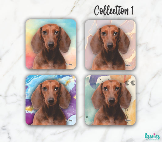 Dachshund Red Short Hair Set of 4 coasters
