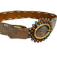 Gemstone & Brown Leather Belt