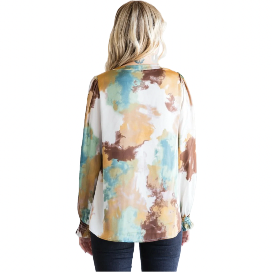 Satin Smudge Print Top