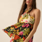 Two-Tone Floral Convertible Flyaway Halter Top