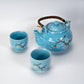 Blue Sakura Cherry Blossoms Tea Set 22oz Tea Pot with 2 Cups (1/12)