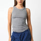 Ribbed  Scoop Neck Tank Lt H Grey