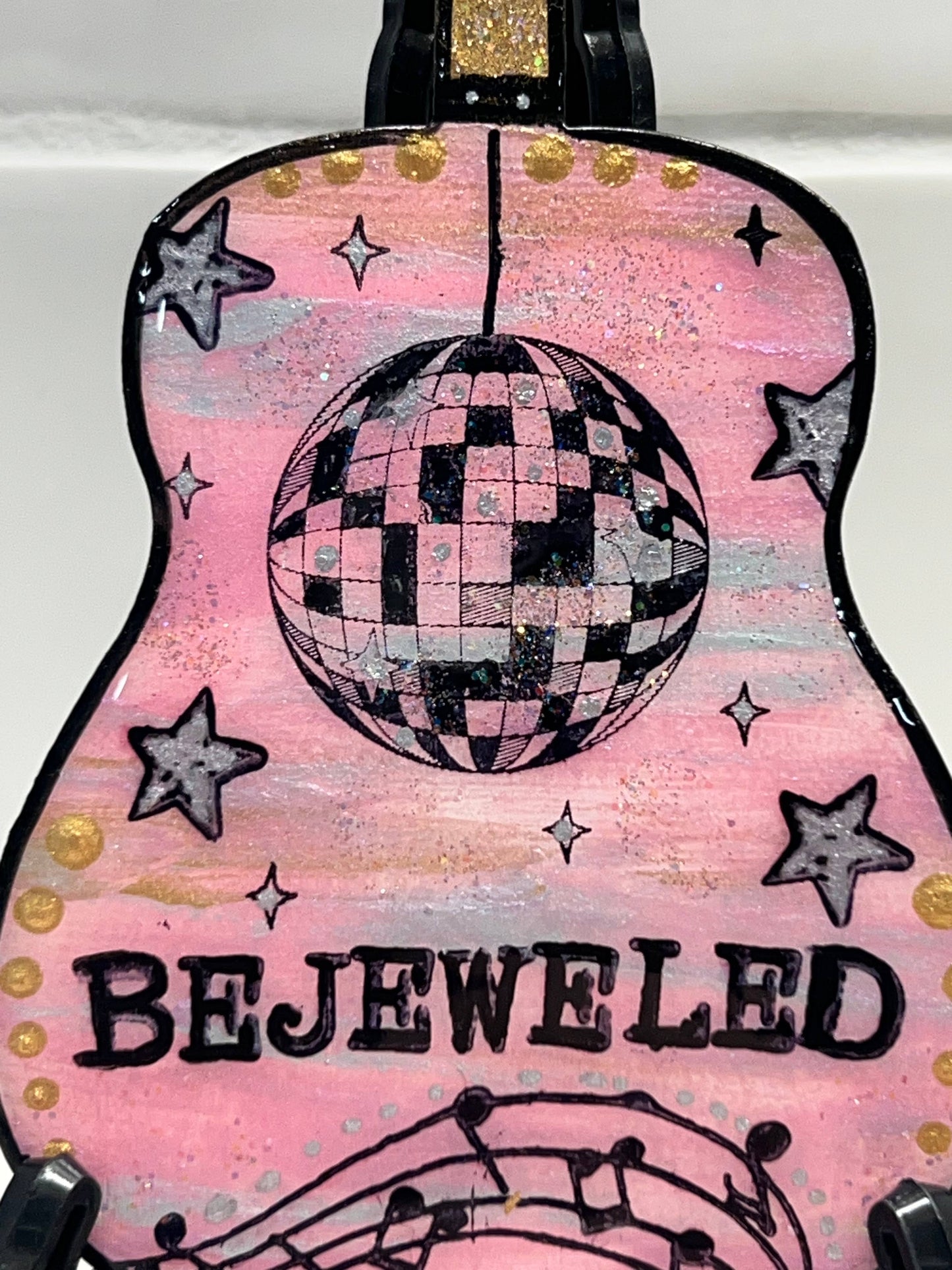 Taylor Swift ornament, BEJEWELED, hand painted mini guitar