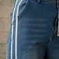 Side Stripe Straight Leg Jeans: MEDIUM WASH
