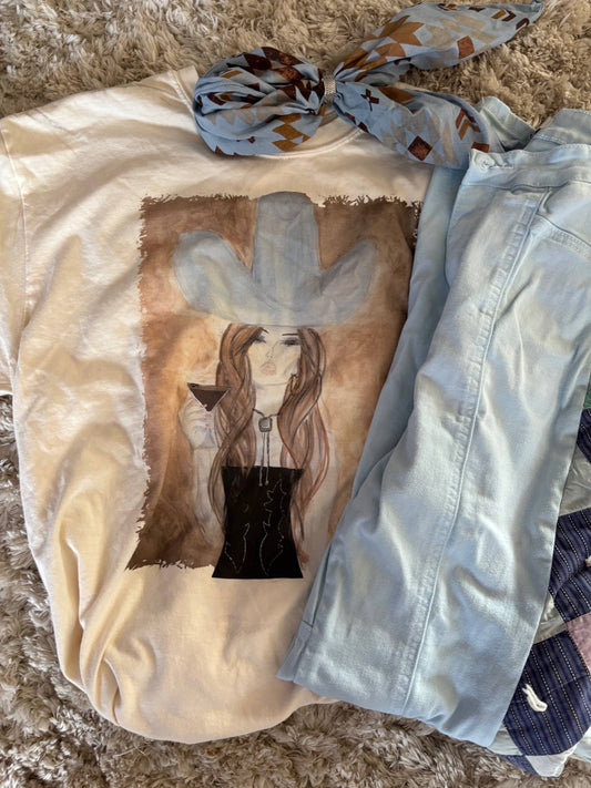 Tees - Martini Cowgirl: Ivory