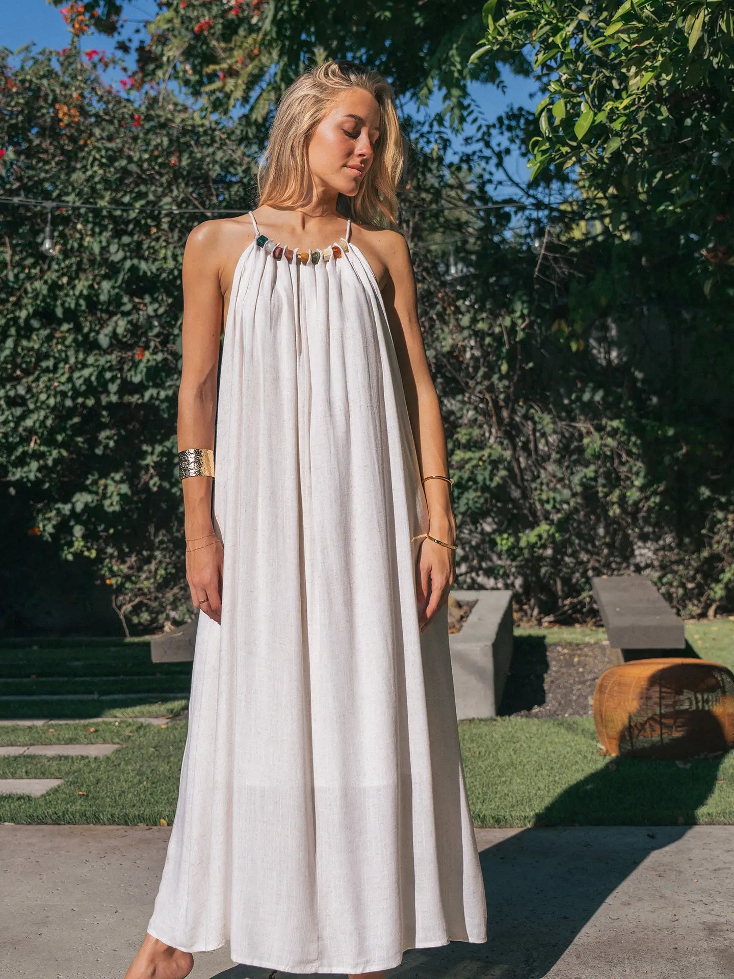 Oatmeal Halter Dress in Linen