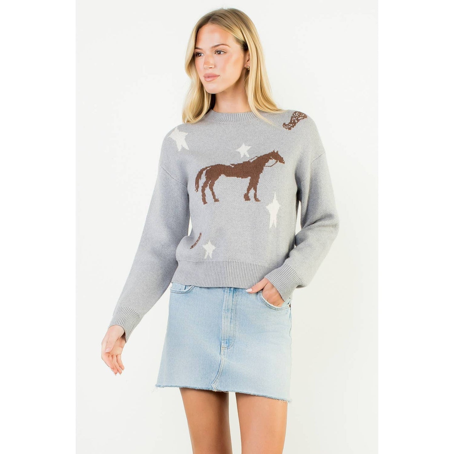 Horse And Star Knit Sweater: BEIGE
