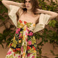 Two-Tone Floral Convertible Flyaway Halter Top