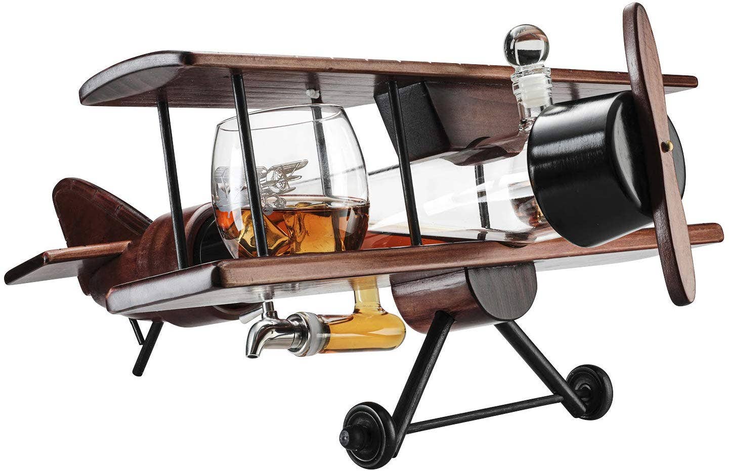 Whiskey Decanter and Glasses Airplane Set