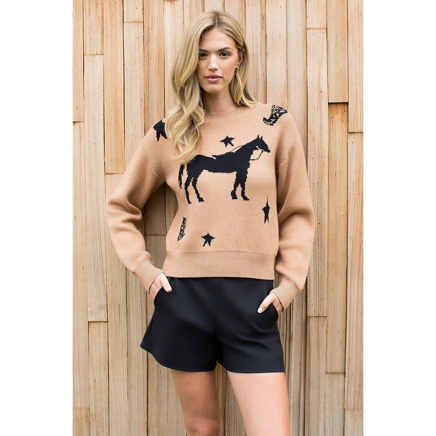 Horse And Star Knit Sweater: BEIGE