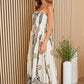 Abstract Daisy Floral Strapless Dress