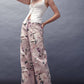 Rose Print High-Rise Denim Pants