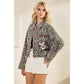 Leopard Denim Jacket with Floral Sequin Back Contrast