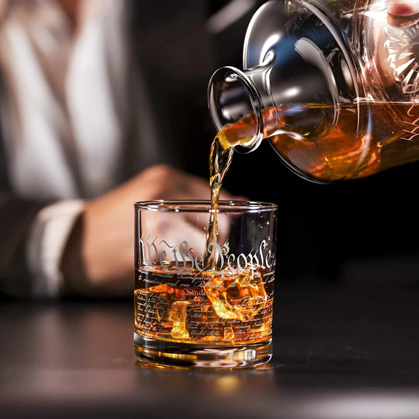 Constitution of the United States Decanter Whiskey Glass Gift Set