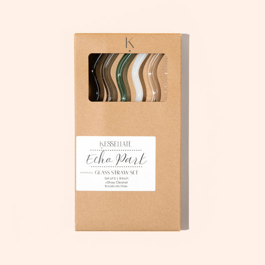 Wavy Glass Straw Set Echo