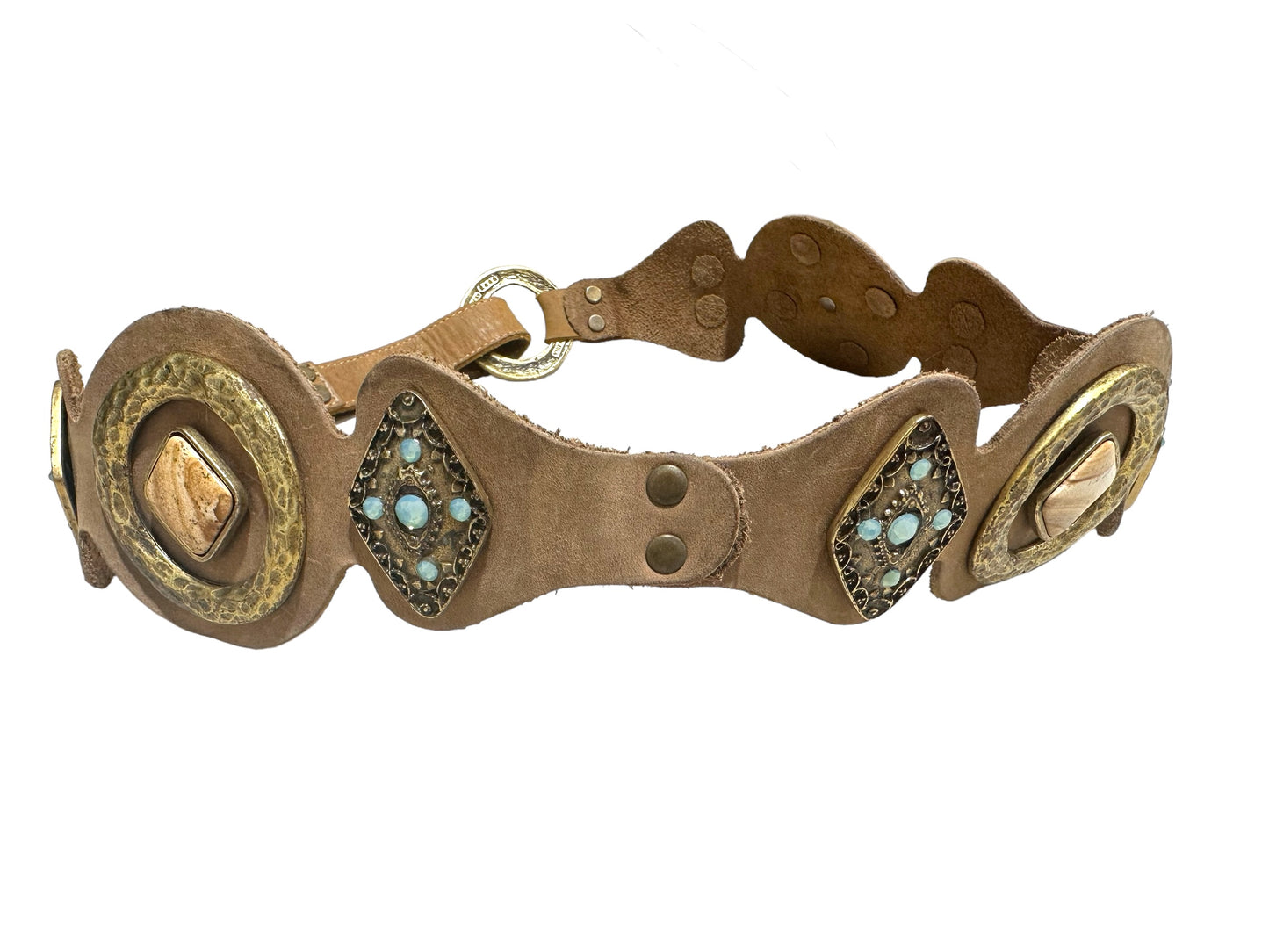 Brown Leather Belt with Agate