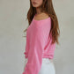 Knit Sweater Boat Neck Long Sleeve Pullover Sweater