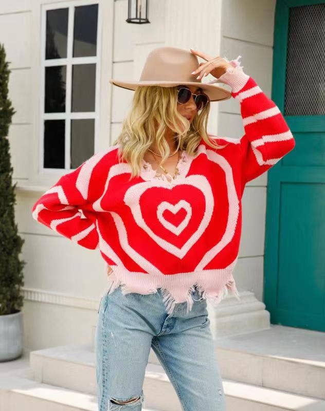 Red Heart Distressed Sweater