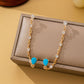 Turquoise Crystal Chain Loop Earrings GOLD