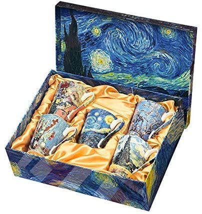 Van Gogh Bone China Set of 5 Large Mugs for Coffee and Tea