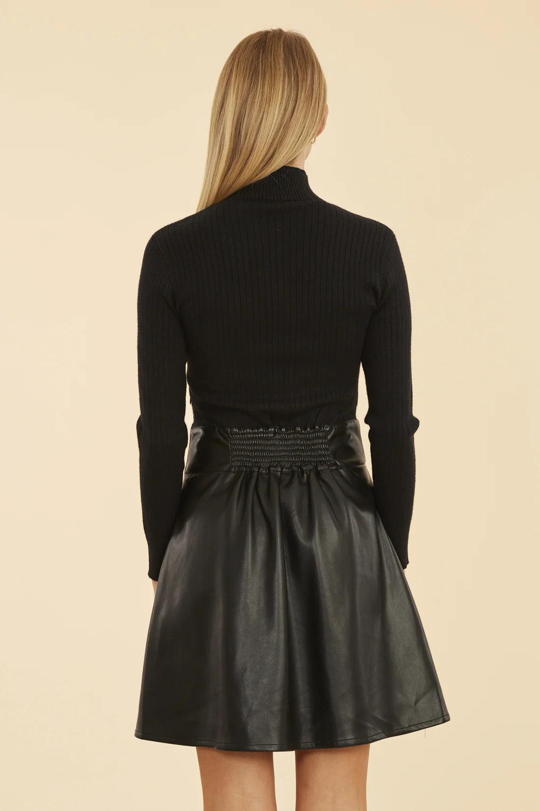 Leather Turtleneck Dress