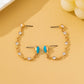 Turquoise Crystal Chain Loop Earrings GOLD
