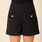 Gold Button Pocket Black Shorts