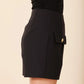Gold Button Pocket Black Shorts